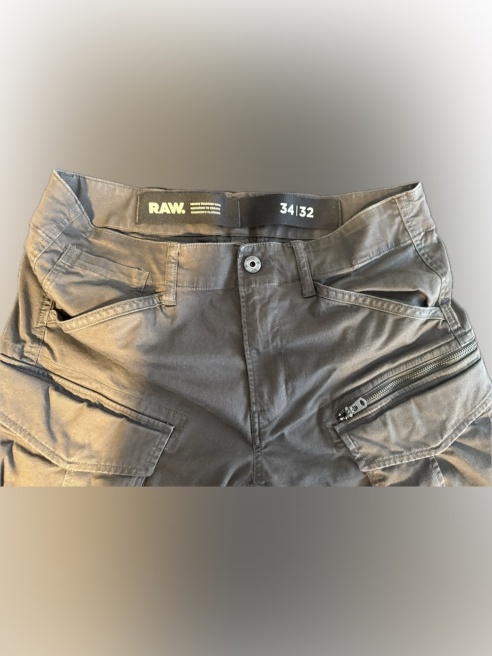 G-Star RAW Cargo Pants 34x32 Black Slim Utility Multi Pocket